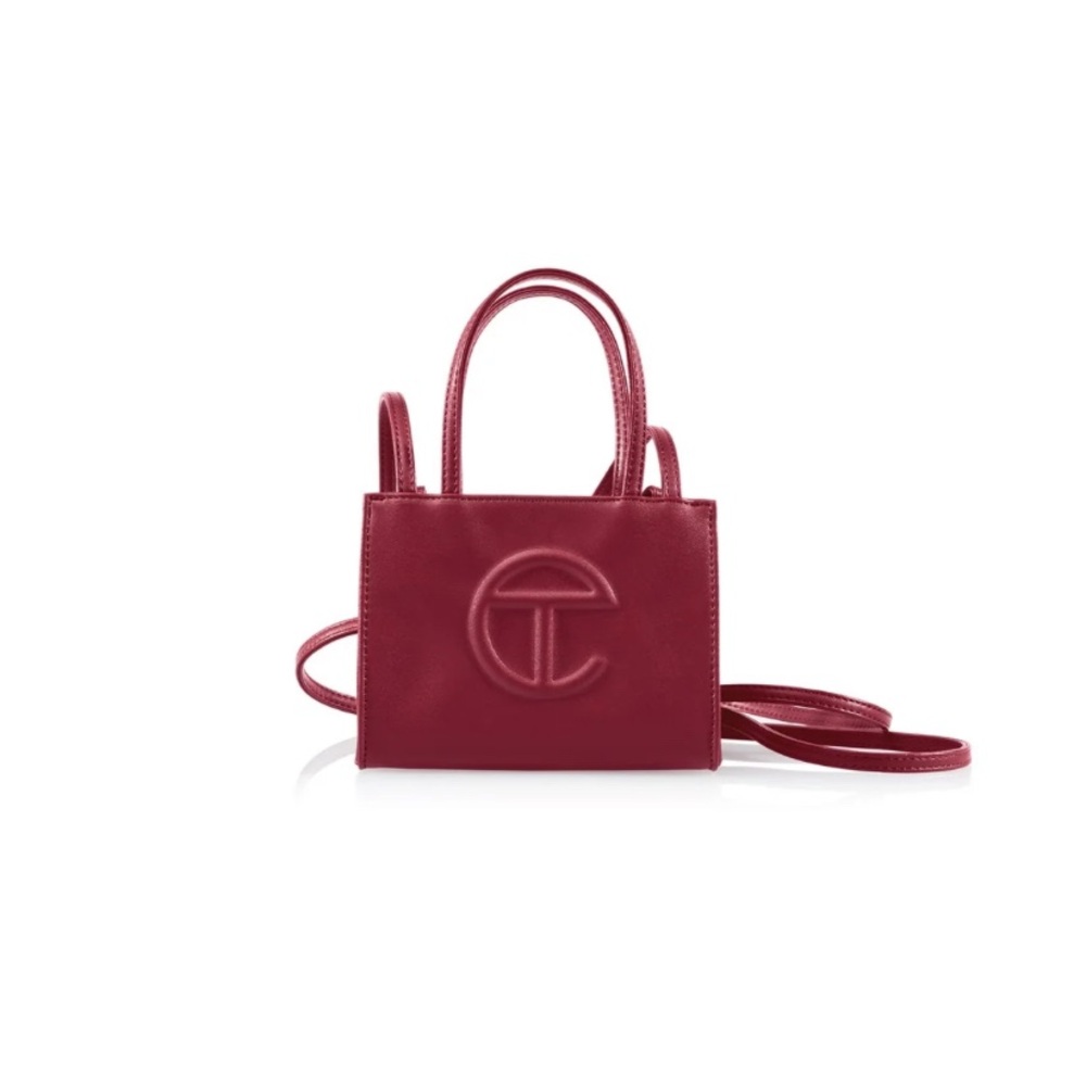 Telfar small shopping bag in Oxblood color